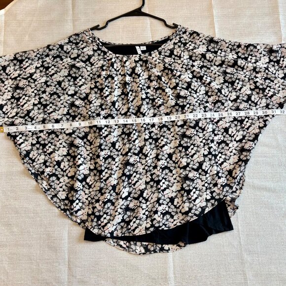 Elle Womens Floral Print Batwing Sleeve Blouse With Black Inner Layer Size L - Picture 5 of 11